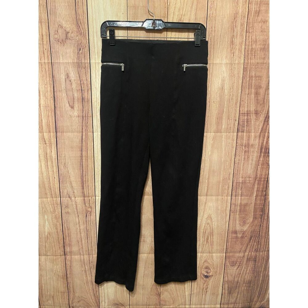 Calvin Klein size 4 black pull up straight pants zipper accent pockets